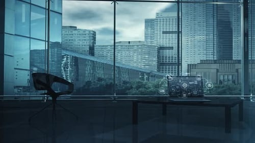 Plan of AI Representation in Graphics on Laptop in Office