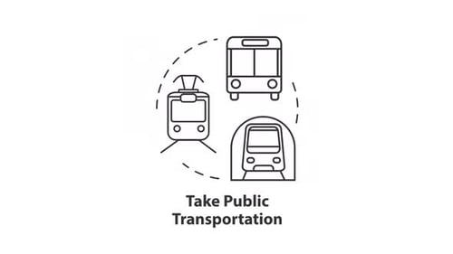 Prenez l'animation de la ligne d'icônes du concept de transport en commun