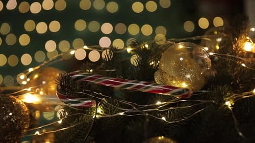 Festive Christmas Tree with Ornaments and Lights