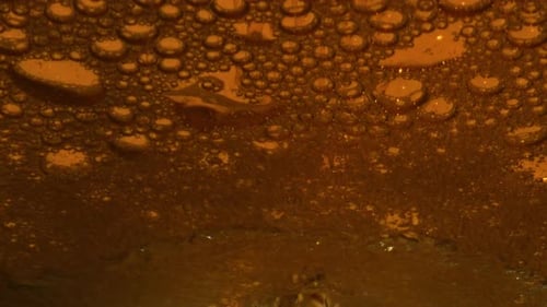 Abstract Bubbles Floating in Orange Liquid