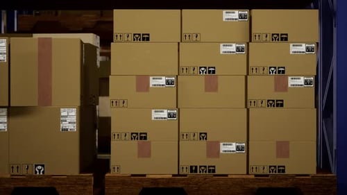 Warehouse Aisles with Boxes Logistic Animation