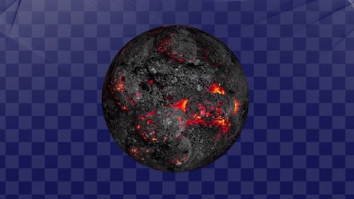 Molten Volcanic Planet Rotating Abstract Animation