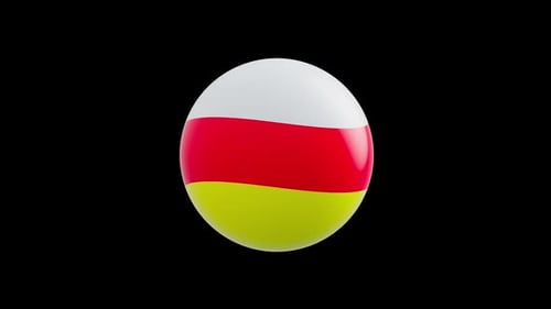 Rotating 3D Flag Sphere with White Red Yellow Colors