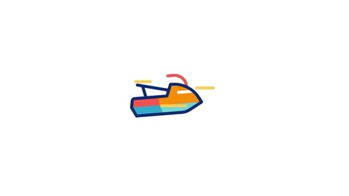 Animated Sketch Jet Ski Icon Reveal with Colorful Fill