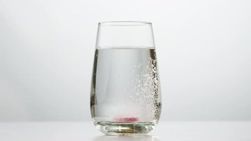 Effervescent Tablet Dissolving in Glass of Water