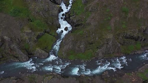 Iceland waterfall Aerial Drone 4K