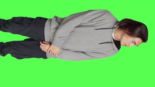 Front View of Dissatisfied Guy in Studio Awaiting