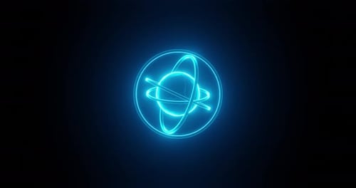 Futuristische blaue Science-Energiekugel mit rotierenden Ringen