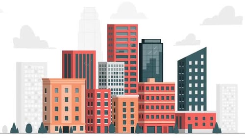 City Skyline Building Skyscraper Animation