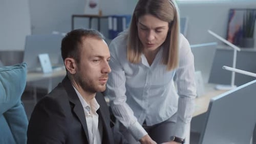 Office Colleagues Collaborating on Computer Project