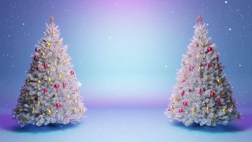 Animated Christmas Trees with Falling Snow Background Loop