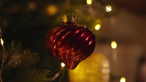 Elegant Red Christmas Ornament on Tree