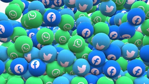 Falling Social Media Icons 3D Loop Animation