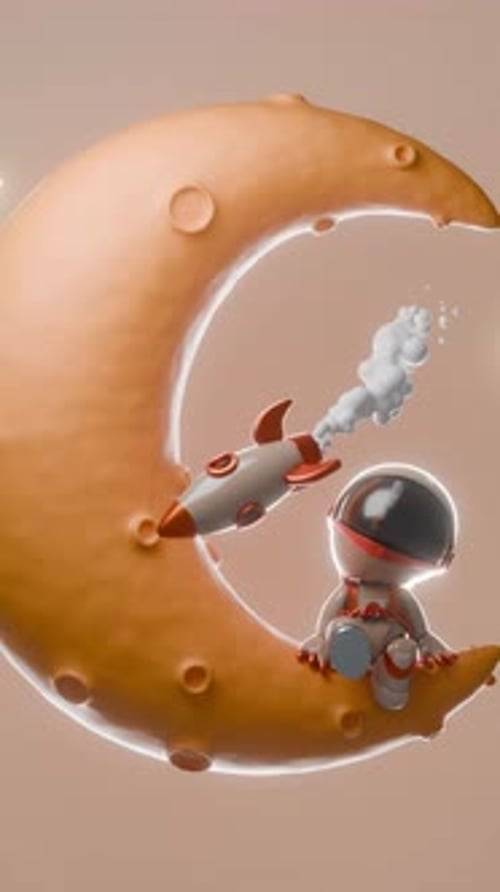 Cartoon Astronaut Loop Animation Satisfying Video
