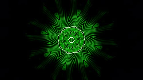Green Abstract Glowing Mandala Expanding Optical Illusion