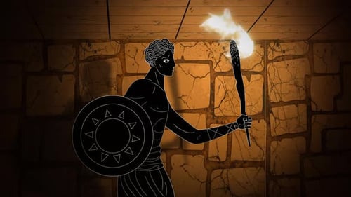 Torchbearer Silhouette Exploring Ancient Stone Passage