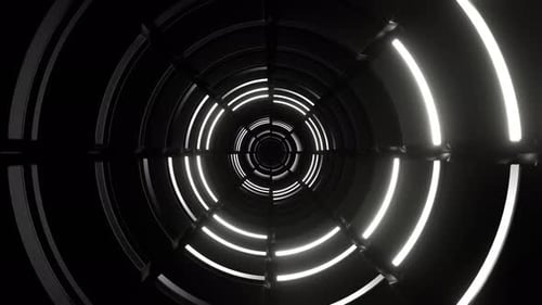White Neon Light Rings Tunnel Background Vj Loop In 4K