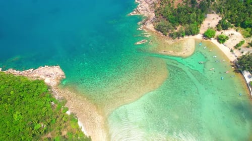 Tropical island and sandbar with stunning white sandy beaches