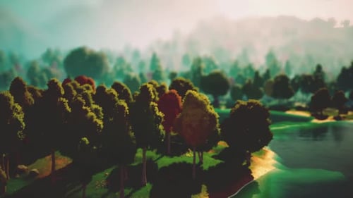 Cartoon Landscape with Hills and Forest