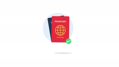 4k Passport with Approved Icon. Approved Passport Concept Animation Video