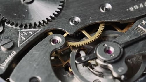 Mechanism of Vintage Stopwatch CloseUp