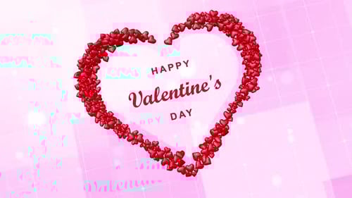 Glossy Red Hearts Forming Valentine's Day Message
