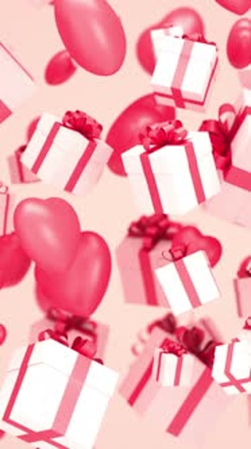 Animated 3D Hearts and Gift Boxes for Love Celebrations