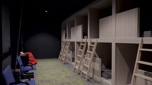Entreprise : zone de détente avec cabines de relaxation superposées