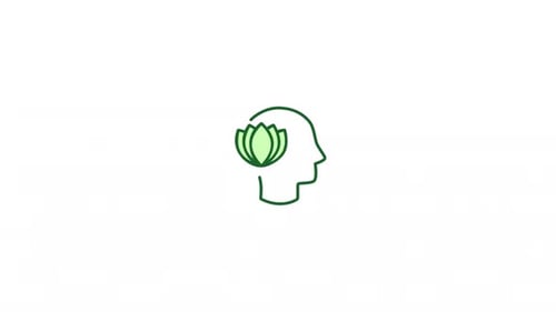 Minimalist Human Head with Lotus Flower Meditation Animation