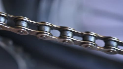 the Bicycle Chain is Captured Interacting with the Teeth of the Gear As If Generating Motion and