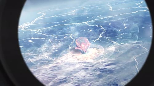 View of Catastrophic Earth Explosion from Spacecraft Porthole