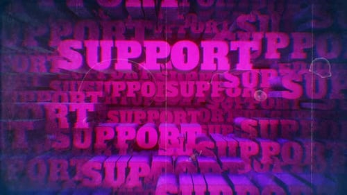 Retro Distorted 3D SUPPORT Text Animation Loop