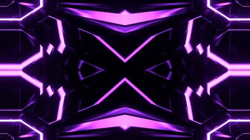 Purple Linear Neon Symmetrical Kaleidoscopic Pattern Background Vj Loop In 4K