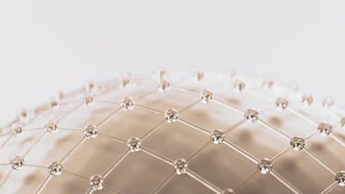 Yellow 3D Rotating Wireframe Sphere loop