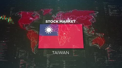 Fond de graphique du marché boursier de Taiwan avec drapeau