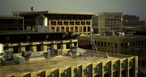Urban Rooftops During Late Afternoon with Varied Architectural Styles in City