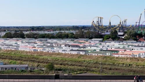 Relaxing holiday. Sunset at seaside in outdoor scene beautiful summer beach landscape, Ingoldmells B