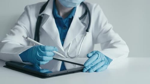 Technological Approach Patient Care Healthcare Professional Interacts with Tablet to Create