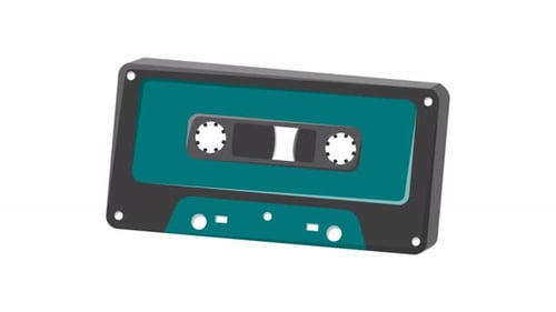 Animated Flat Design Retro Cassette Tape