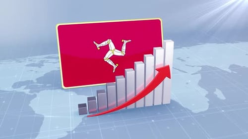 Isle Of Man Economic Growth Bar Chart Graph Rising Red Arrow