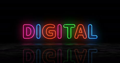 Digital Text Neon Light Up Reveal Animation