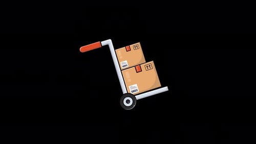 Seamless Loop Animation of Hand Truck with Delivery Boxes