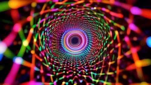 Neon Light Tunnel Abstract Motion Background
