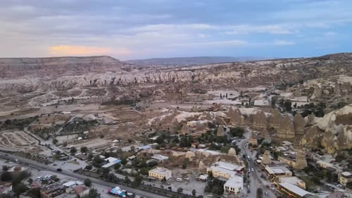Cappadocia Aerial View of Rock Formations and Town