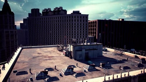 A Panoramic View of a Vibrant City Skyline Seen From a Rooftop