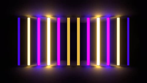 Purple And Yellow Neon Lights Wall Background Vj Loop In 4K