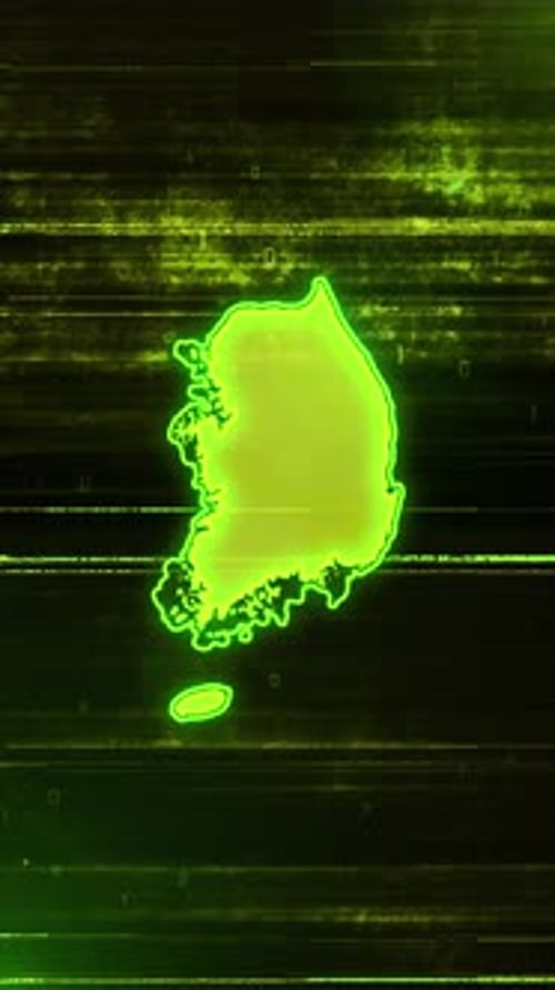 South Korea Digital Futuristic Glitch Map