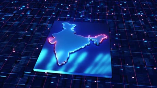 La India en la tecnología de redes alámbricas digitales, la innovación, el desarrollo futurista, el mapa de alta tecnología.