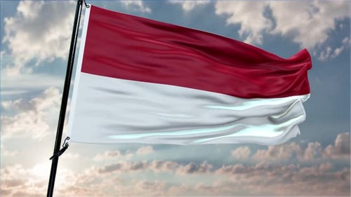 Indonesia Flag Background Realistic Waving In The Wind 4K