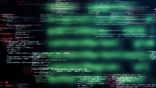 Vol abstrait à travers un code informatique en mouvement